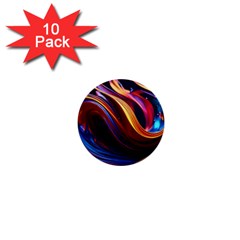 Ai Generated Waves Splash Liquid Paint Wall 1  Mini Buttons (10 Pack)  by Jancukart