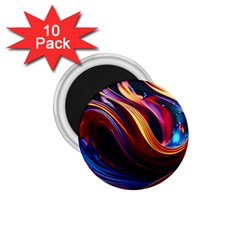 Ai Generated Waves Splash Liquid Paint Wall 1 75  Magnets (10 Pack) 