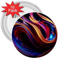 Ai Generated Waves Splash Liquid Paint Wall 3  Buttons (10 Pack)  by Jancukart