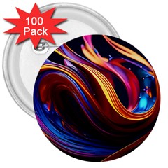 Ai Generated Waves Splash Liquid Paint Wall 3  Buttons (100 Pack) 