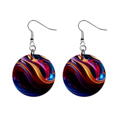 Ai Generated Waves Splash Liquid Paint Wall Mini Button Earrings