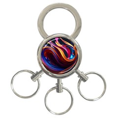 Ai Generated Waves Splash Liquid Paint Wall 3-ring Key Chain by Jancukart