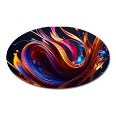 Ai Generated Waves Splash Liquid Paint Wall Oval Magnet by Jancukart