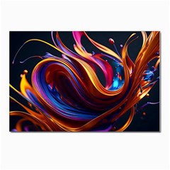 Ai Generated Waves Splash Liquid Paint Wall Postcards 5  X 7  (pkg Of 10) by Jancukart