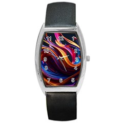 Ai Generated Waves Splash Liquid Paint Wall Barrel Style Metal Watch by Jancukart