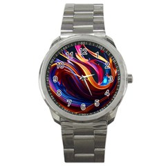 Ai Generated Waves Splash Liquid Paint Wall Sport Metal Watch by Jancukart