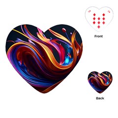 Ai Generated Waves Splash Liquid Paint Wall Playing Cards Single Design (heart) by Jancukart