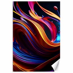 Ai Generated Waves Splash Liquid Paint Wall Canvas 24  X 36 