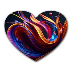 Ai Generated Waves Splash Liquid Paint Wall Heart Mousepad by Jancukart