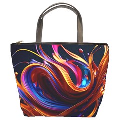 Ai Generated Waves Splash Liquid Paint Wall Bucket Bag by Jancukart