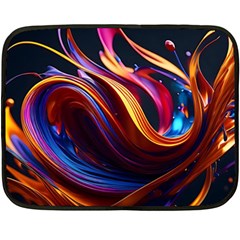 Ai Generated Waves Splash Liquid Paint Wall Two Sides Fleece Blanket (mini) by Jancukart