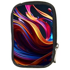 Ai Generated Waves Splash Liquid Paint Wall Compact Camera Leather Case