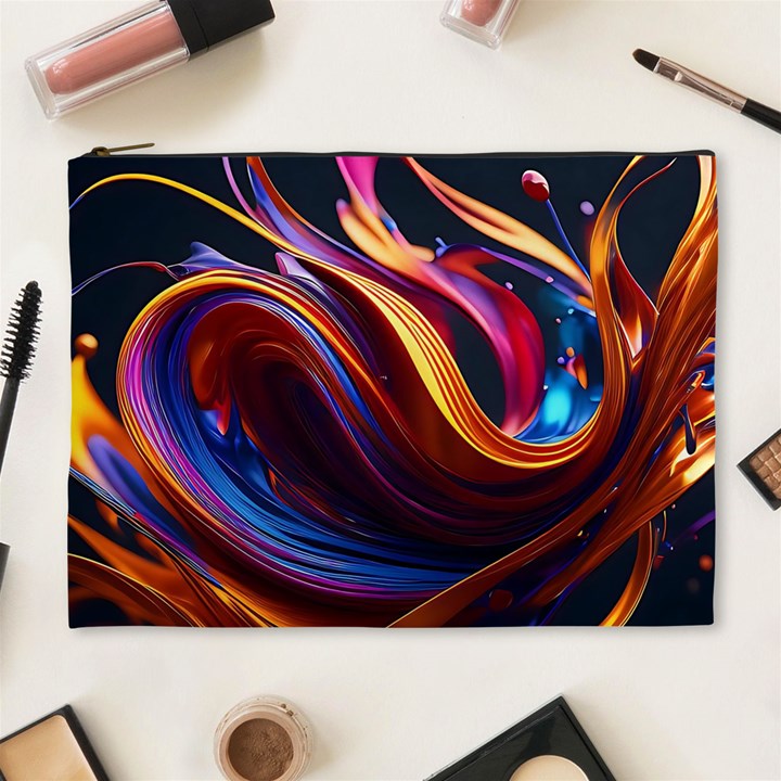 Ai Generated Waves Splash Liquid Paint Wall Cosmetic Bag (XL)