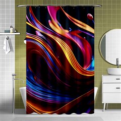 Ai Generated Waves Splash Liquid Paint Wall Shower Curtain 48  X 72  (small)  by Jancukart