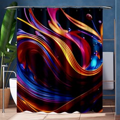 Ai Generated Waves Splash Liquid Paint Wall Shower Curtain 60  X 72  (medium)  by Jancukart