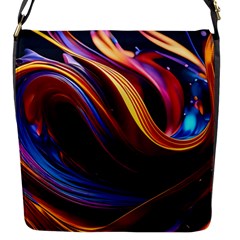 Ai Generated Waves Splash Liquid Paint Wall Flap Closure Messenger Bag (s)