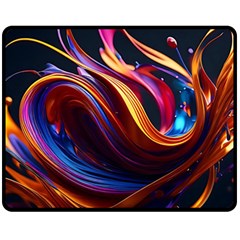 Ai Generated Waves Splash Liquid Paint Wall Two Sides Fleece Blanket (medium) by Jancukart