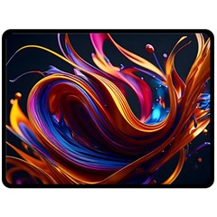 Ai Generated Waves Splash Liquid Paint Wall Two Sides Fleece Blanket (large) by Jancukart