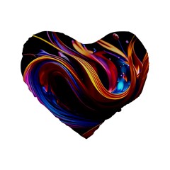 Ai Generated Waves Splash Liquid Paint Wall Standard 16  Premium Flano Heart Shape Cushions