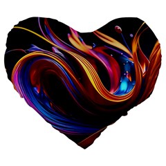 Ai Generated Waves Splash Liquid Paint Wall Large 19  Premium Flano Heart Shape Cushions