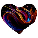 Ai Generated Waves Splash Liquid Paint Wall Large 19  Premium Flano Heart Shape Cushions Front