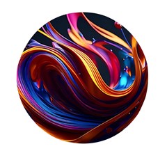 Ai Generated Waves Splash Liquid Paint Wall Mini Round Pill Box by Jancukart