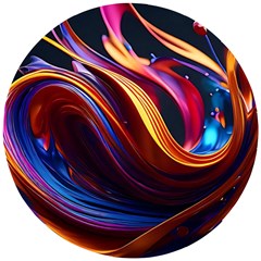 Ai Generated Waves Splash Liquid Paint Wall Wooden Puzzle Round by Jancukart