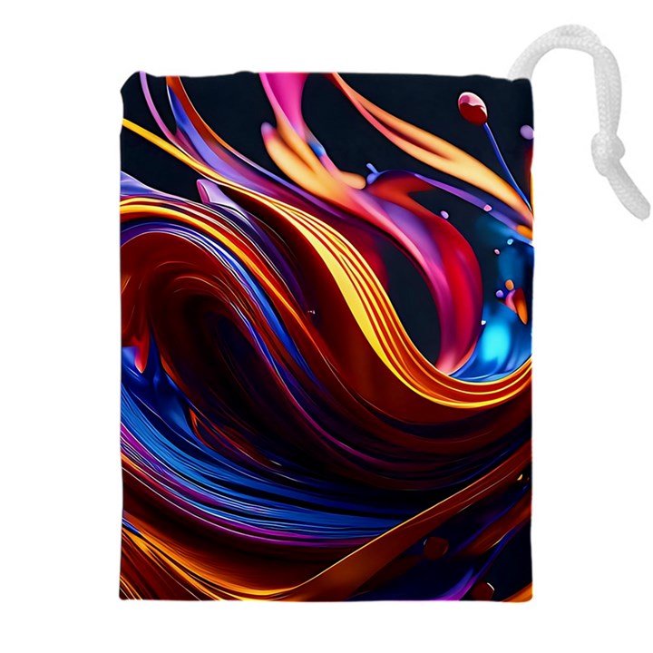 Ai Generated Waves Splash Liquid Paint Wall Drawstring Pouch (5XL)