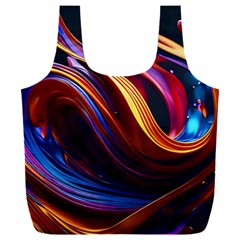 Ai Generated Waves Splash Liquid Paint Wall Full Print Recycle Bag (xxl) by Jancukart