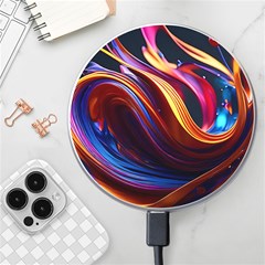 Ai Generated Waves Splash Liquid Paint Wall Wireless Fast Charger(white) by Jancukart