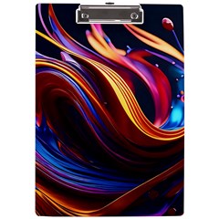 Ai Generated Waves Splash Liquid Paint Wall A4 Acrylic Clipboard by Jancukart