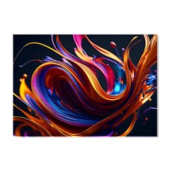 Ai Generated Waves Splash Liquid Paint Wall Crystal Sticker (a4)