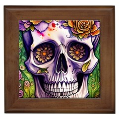 Gothic Sugar Skull Framed Tile by GardenOfOphir