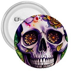 Gothic Sugar Skull 3  Buttons by GardenOfOphir