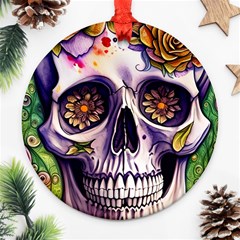 Gothic Sugar Skull Ornament (round) by GardenOfOphir