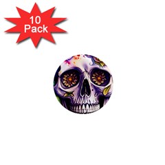 Gothic Sugar Skull 1  Mini Magnet (10 Pack)  by GardenOfOphir