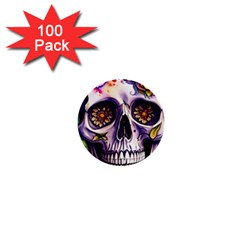 Gothic Sugar Skull 1  Mini Buttons (100 Pack)  by GardenOfOphir