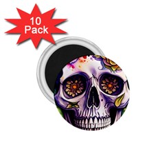 Gothic Sugar Skull 1 75  Magnets (10 Pack)  by GardenOfOphir