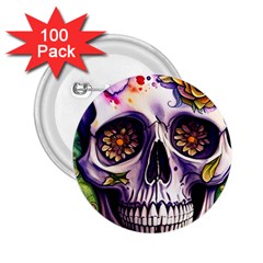 Gothic Sugar Skull 2 25  Buttons (100 Pack)  by GardenOfOphir