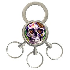 Gothic Sugar Skull 3-ring Key Chain by GardenOfOphir