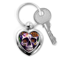 Gothic Sugar Skull Key Chain (heart) by GardenOfOphir