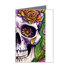 Gothic Sugar Skull Mini Greeting Card by GardenOfOphir