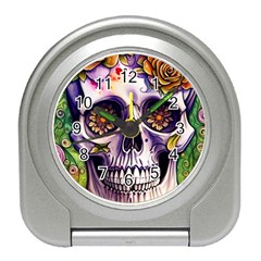 Gothic Sugar Skull Travel Alarm Clock