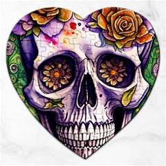 Gothic Sugar Skull Jigsaw Puzzle (heart) by GardenOfOphir