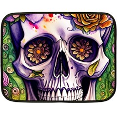 Gothic Sugar Skull Two Sides Fleece Blanket (mini)