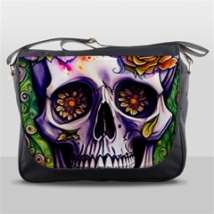 Gothic Sugar Skull Messenger Bag by GardenOfOphir