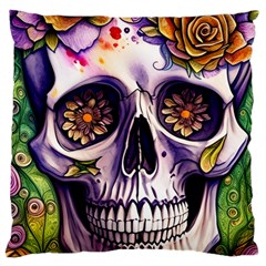 Gothic Sugar Skull Large Cushion Case (two Sides) by GardenOfOphir