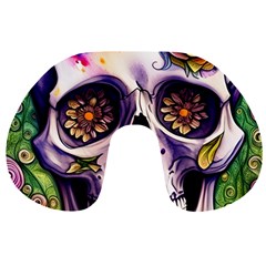 Gothic Sugar Skull Travel Neck Pillow by GardenOfOphir