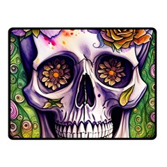 Gothic Sugar Skull Two Sides Fleece Blanket (small) by GardenOfOphir