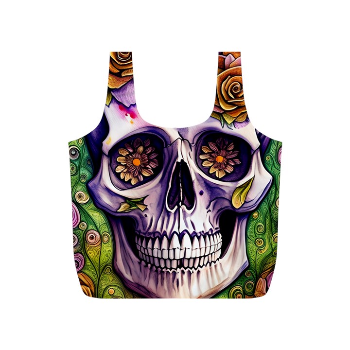 Gothic Sugar Skull Full Print Recycle Bag (S)